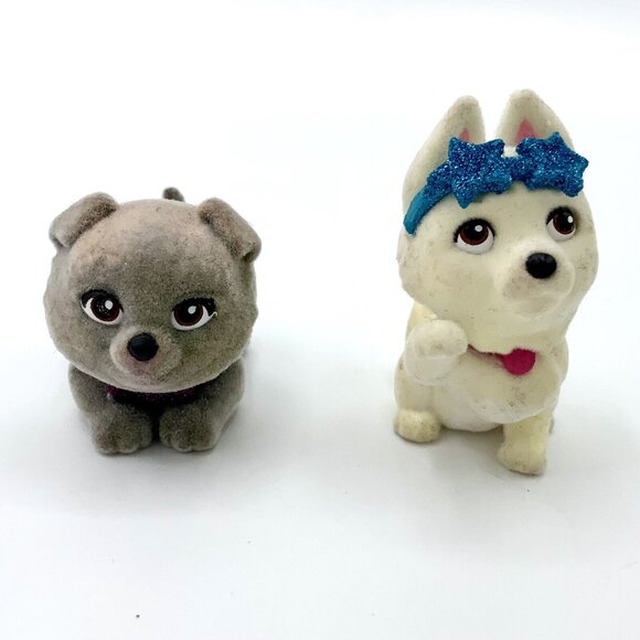 Miniature Flocked Dogs Figures Animal Puppies & Basket 1 1/4”-1 1/2” Lot Of 3 - Picture 3 of 15